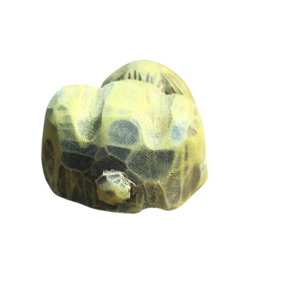 Vintage Hand Carved Wooden Dog Primitive Painted Laying Yellow Folk Art - Picture 4 of 8